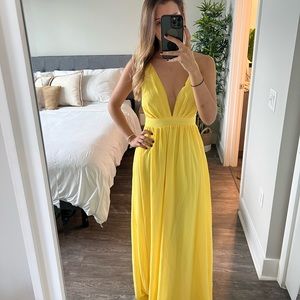 Open back yellow maxi dress. Super cute looking,  breathable material